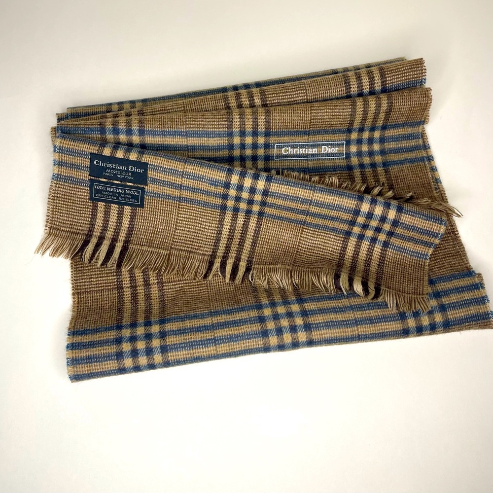 Vintage Christian Dior Wool Plaid Scarf - Picture 4 of 5